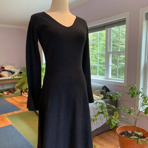 NWT Ann Taylor navy knit bell-sleeve A-line dress, S